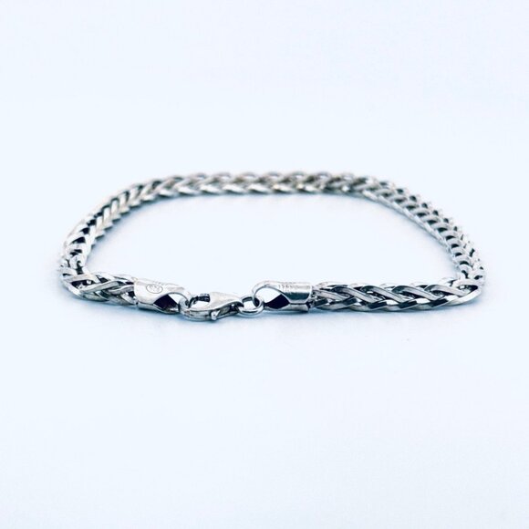 Estate Sterling Silver 925 Braided Chain Bracelet 8" Unisex Italy, Lobster Claw - Picture 4 of 10